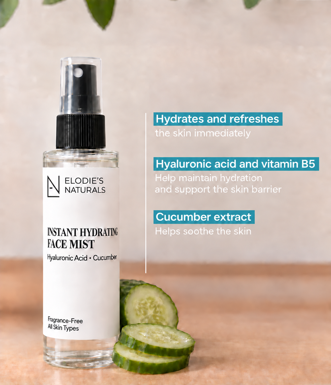 Hydrating Face Mist | Cucumber + Hyaluronic Acid